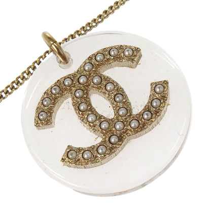 Chanel Medallion Gold Chain Pendant Necklace Costume Pearl B18B
