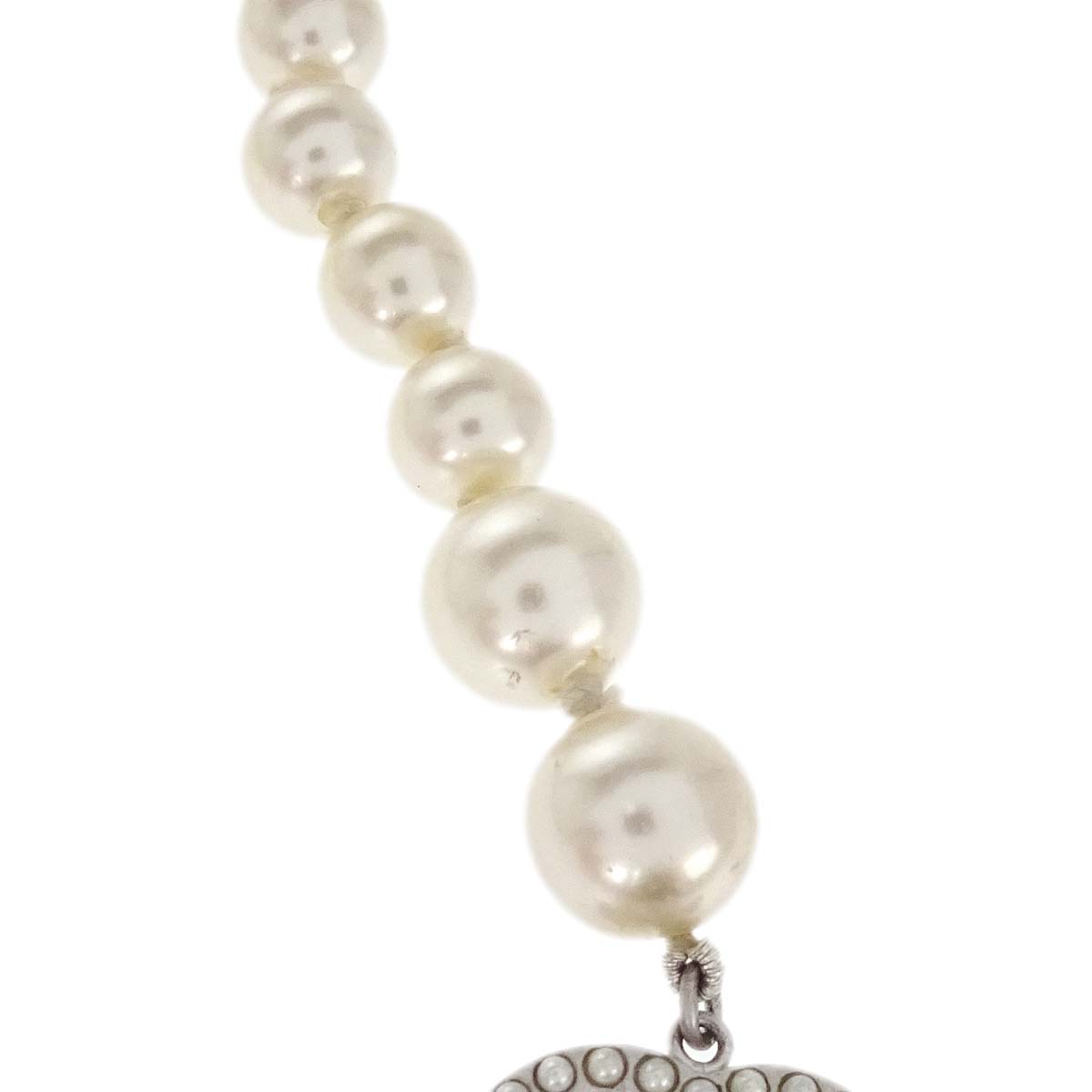 Chanel Silver Chain Belt Costume Pearl CC Small Good 04P