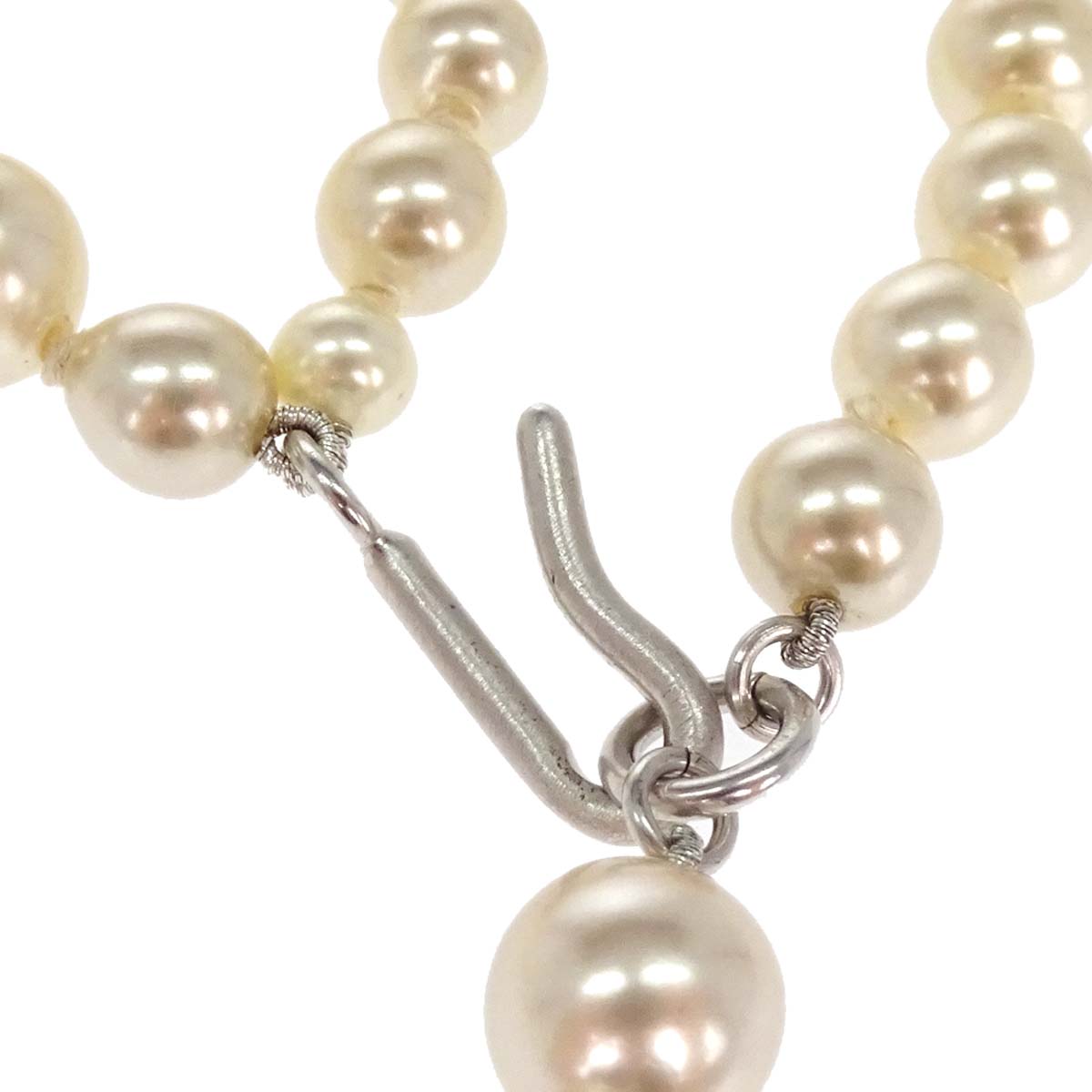Chanel Silver Chain Belt Costume Pearl CC Small Good 04P