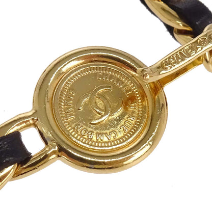 Chanel Chain Belt Medallion Gold Black Small Good