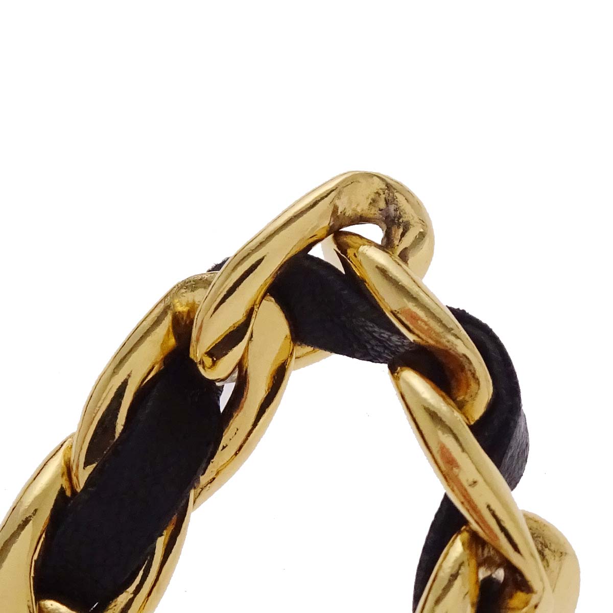 Chanel Chain Belt Medallion Gold Black Small Good