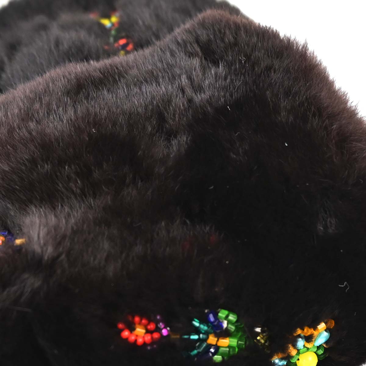 Fendi * Black Lapin Fur Lizard Baguette Handbag
