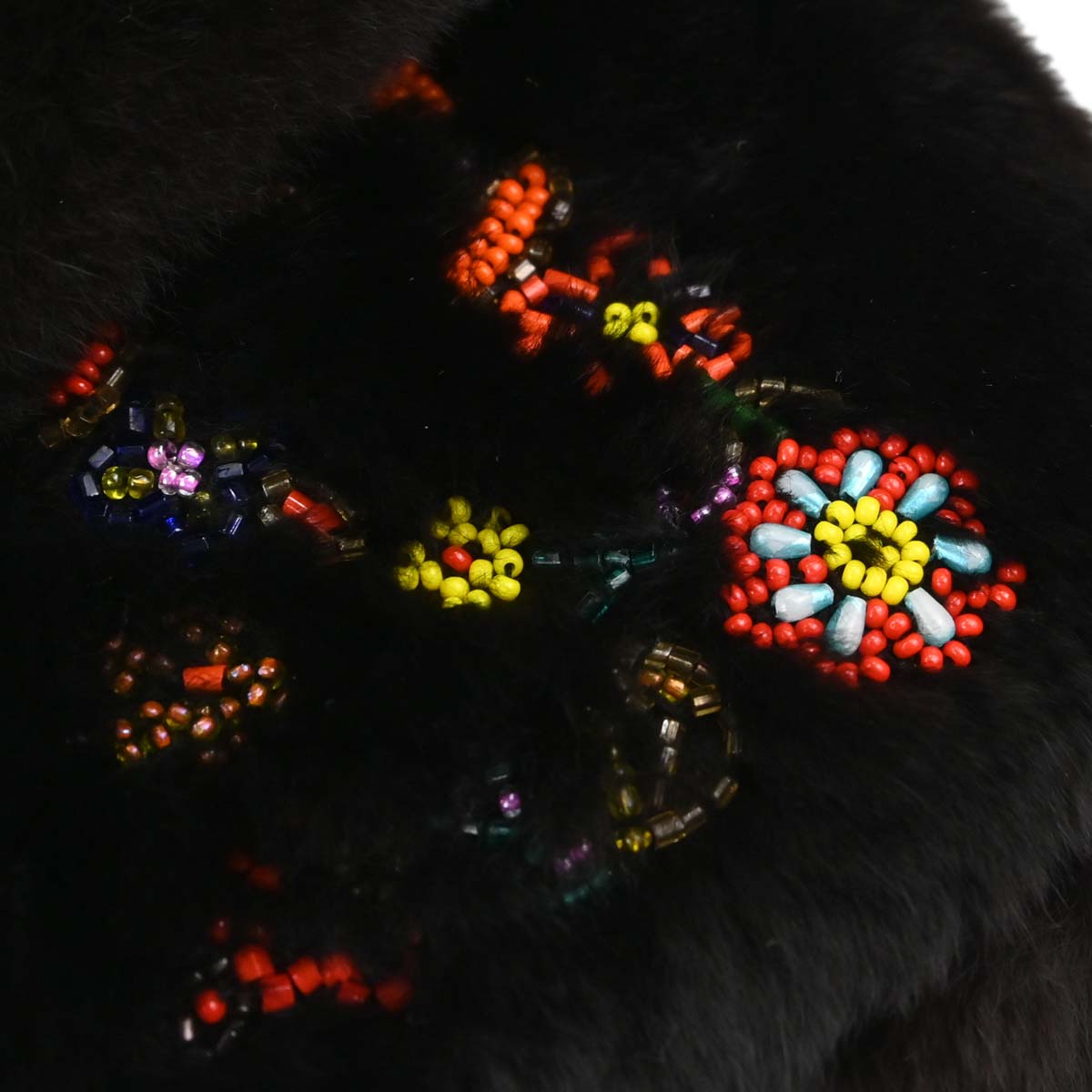 Fendi * Black Lapin Fur Lizard Baguette Handbag