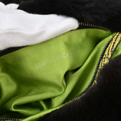 Fendi * Black Lapin Fur Lizard Baguette Handbag