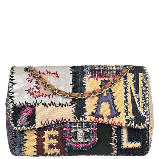 Chanel 2012 Beige Tweed Patchwork Jumbo Shoulder Bag