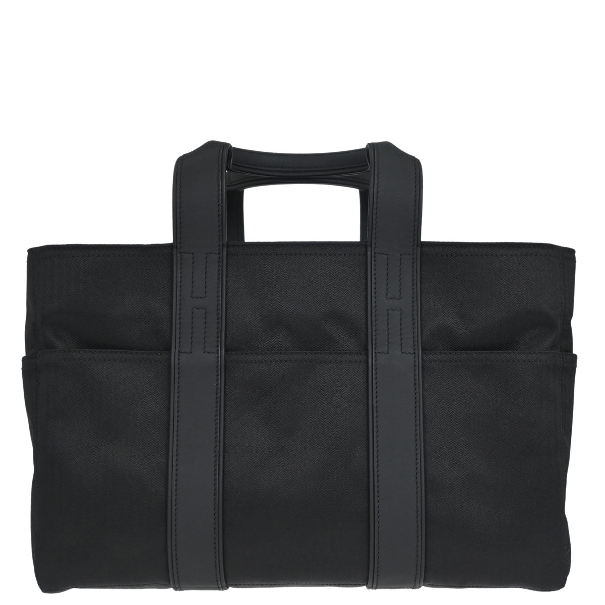 Hermes Black Toile Chevrons Acapulco MM Tote Handbag