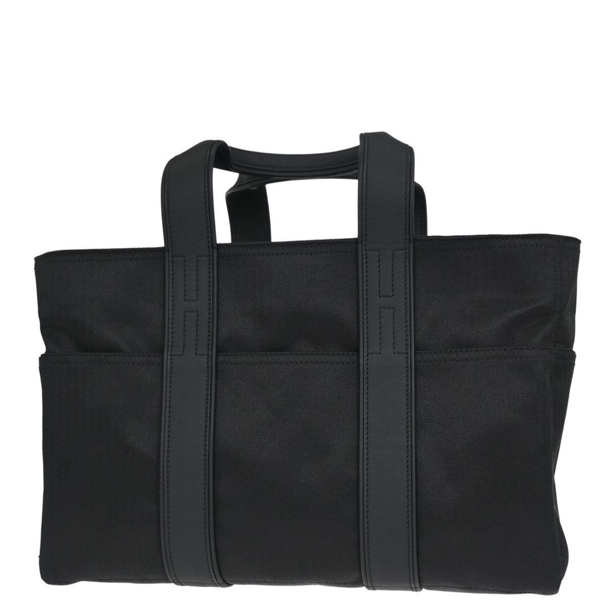 Hermes Black Toile Chevrons Acapulco MM Tote Handbag