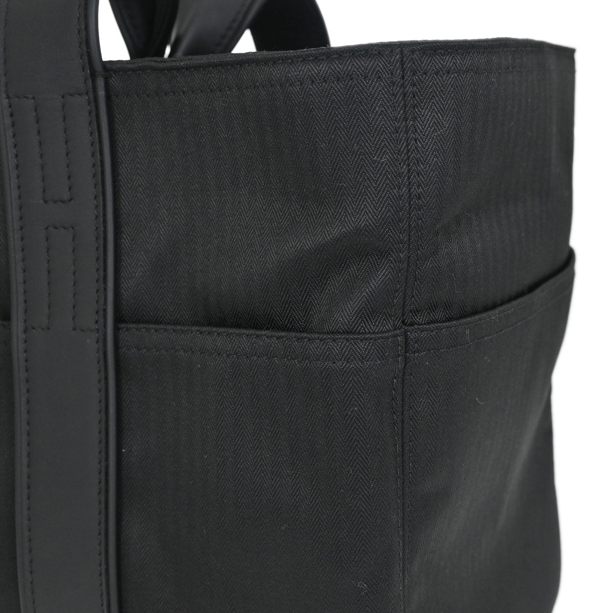 Hermes Black Toile Chevrons Acapulco MM Tote Handbag