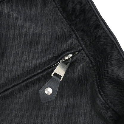 Hermes Black Toile Chevrons Acapulco MM Tote Handbag