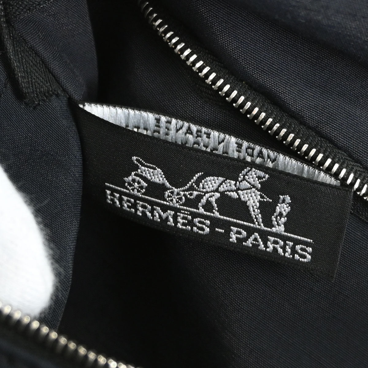 Hermes Black Toile Chevrons Acapulco MM Tote Handbag