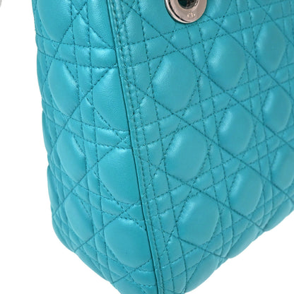 Christian Dior Blue Lambskin Lady Dior Cannage 2way Shoulder Handbag