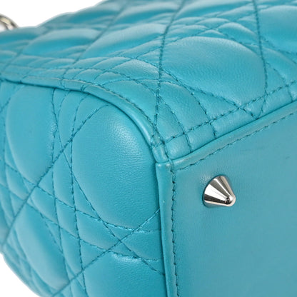 Christian Dior Blue Lambskin Lady Dior Cannage 2way Shoulder Handbag