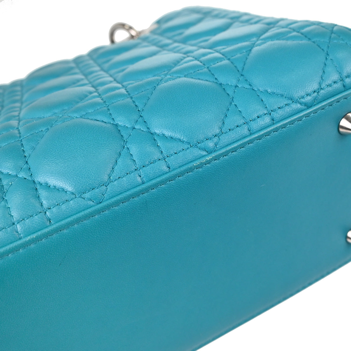 Christian Dior Blue Lambskin Lady Dior Cannage 2way Shoulder Handbag