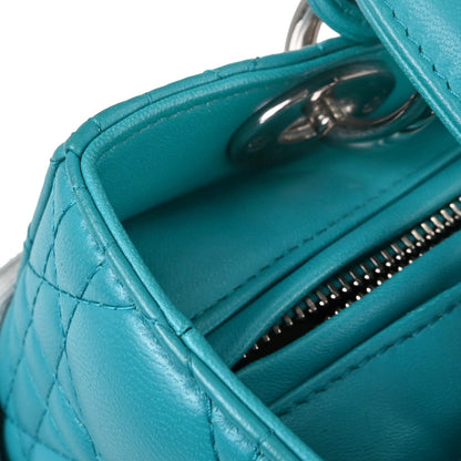 Christian Dior Blue Lambskin Lady Dior Cannage 2way Shoulder Handbag