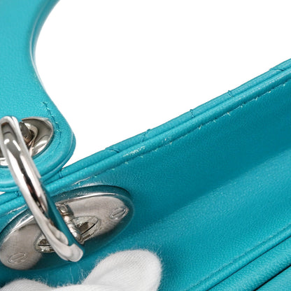Christian Dior Blue Lambskin Lady Dior Cannage 2way Shoulder Handbag