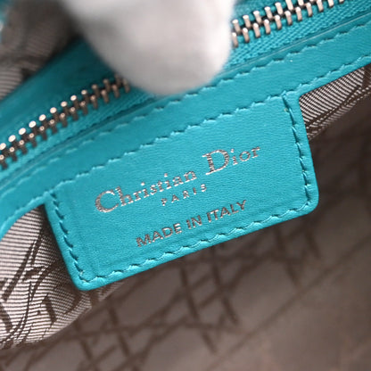 Christian Dior Blue Lambskin Lady Dior Cannage 2way Shoulder Handbag