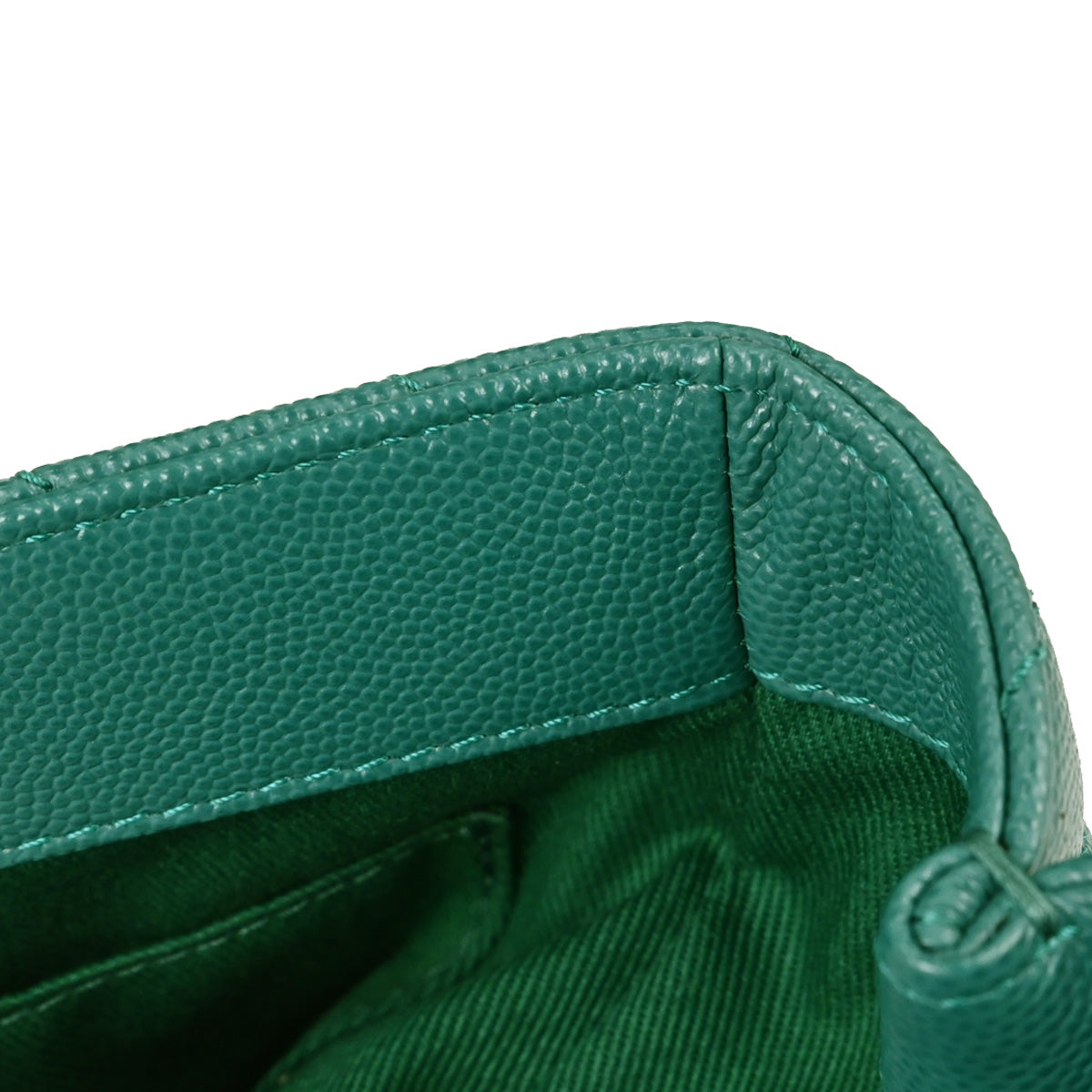 Chanel 2019 Green Caviar Skin Chevron Coco Handle 2way Shoulder Handbag