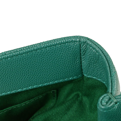 Chanel 2019 Green Caviar Skin Chevron Coco Handle 2way Shoulder Handbag
