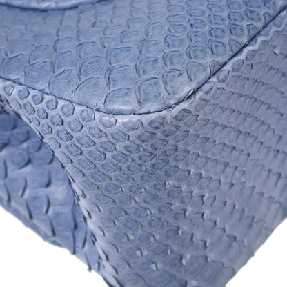 Chanel * Blue Python Jumbo Classic Double Flap Shoulder Bag