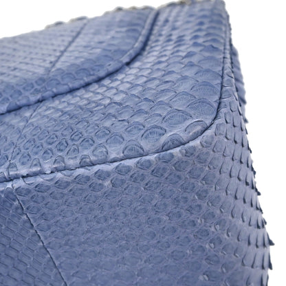 Chanel * Blue Python Jumbo Classic Double Flap Shoulder Bag