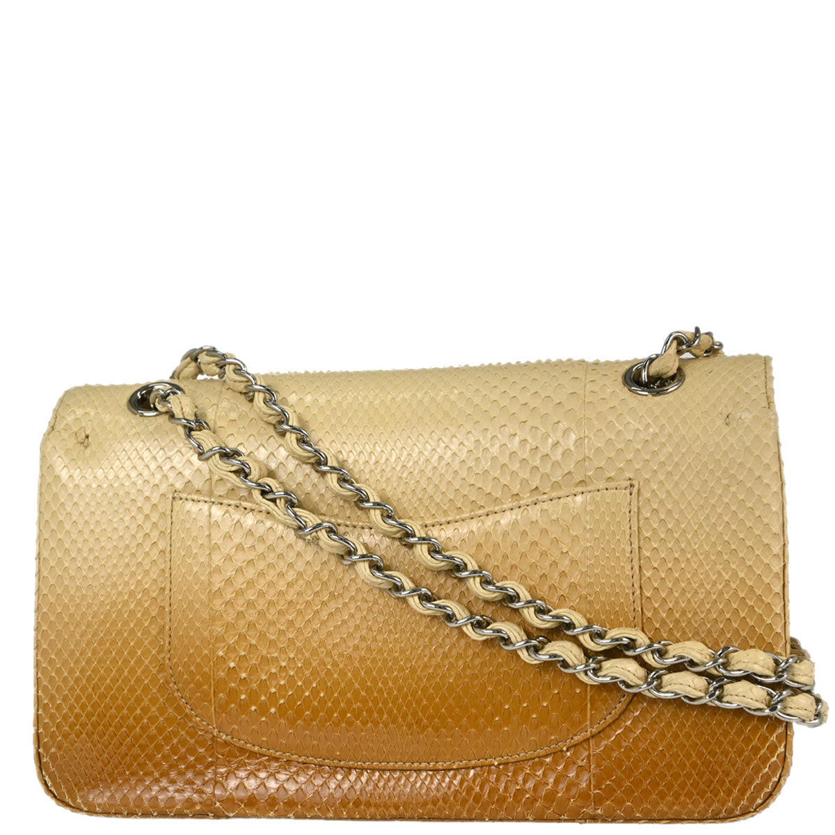 Chanel * Beige Python Medium Classic Double Flap Shoulder Bag