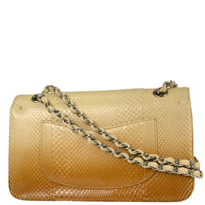 Chanel * Beige Python Medium Classic Double Flap Shoulder Bag
