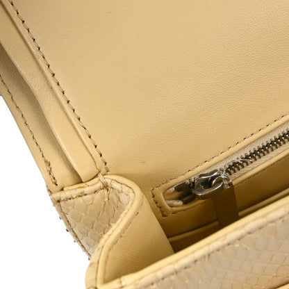 Chanel * Beige Python Medium Classic Double Flap Shoulder Bag
