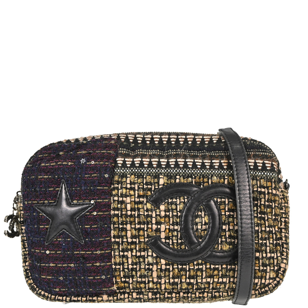 Chanel 2014-2015 Brown Tweed Paris Dallas Camera Bag Large Shoulder Bag
