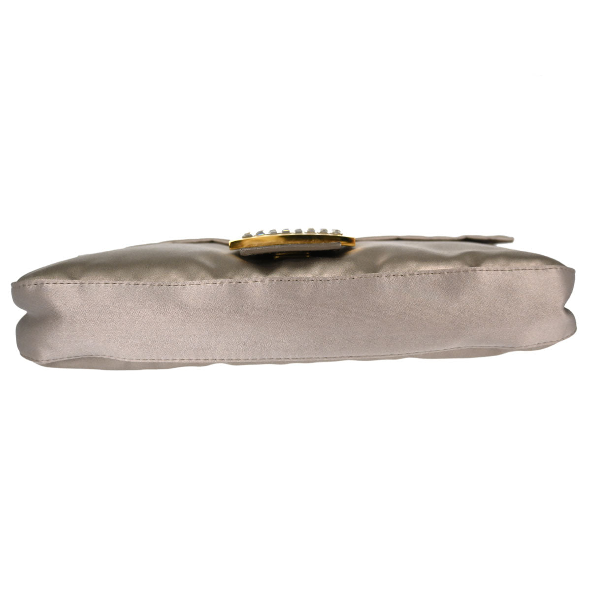 Fendi Beige Satin Embossed Leather Baguette Handbag