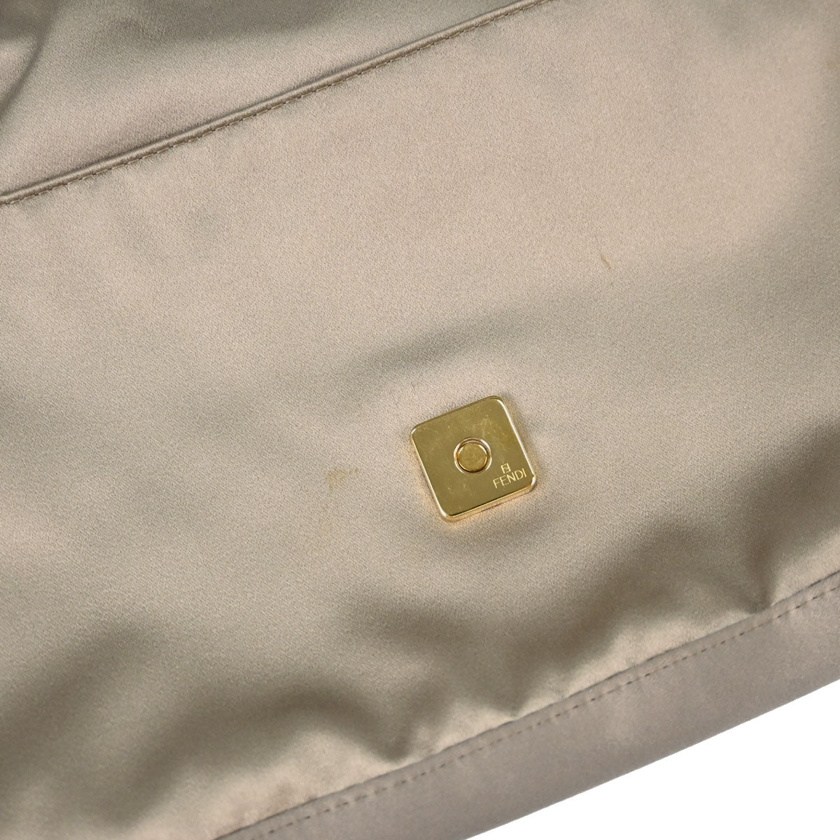 Fendi Beige Satin Embossed Leather Baguette Handbag