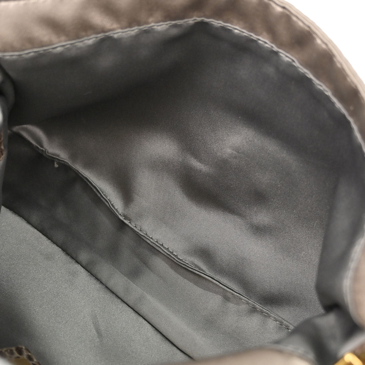 Fendi Beige Satin Embossed Leather Baguette Handbag