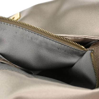 Fendi Beige Satin Embossed Leather Baguette Handbag
