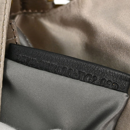 Fendi Beige Satin Embossed Leather Baguette Handbag