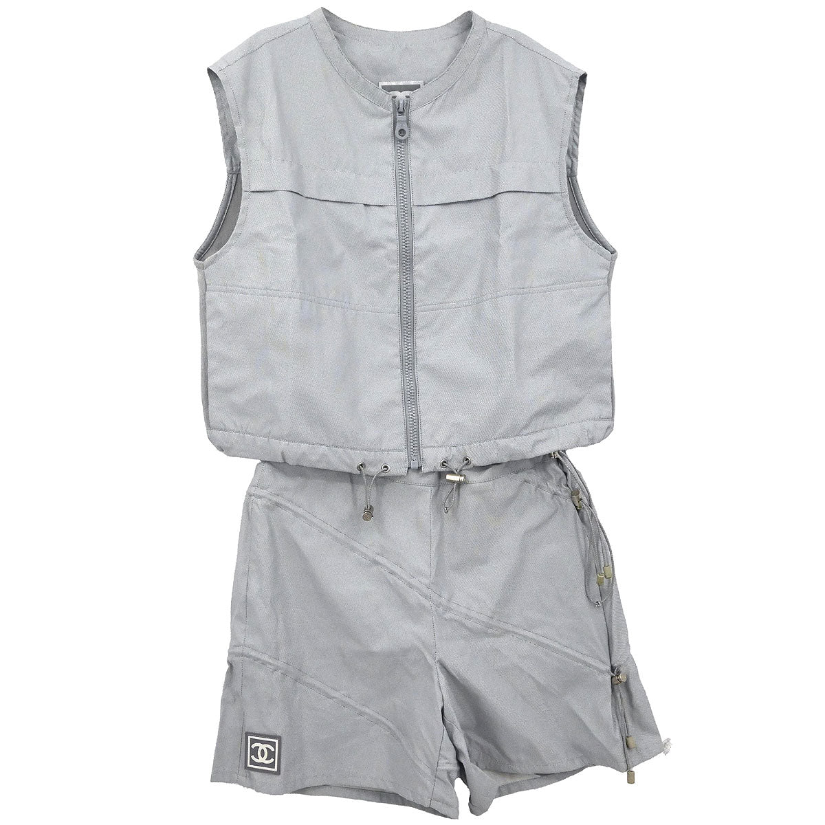 Chanel 2001 Sport Line Setup Suit Top Pants Gray #36