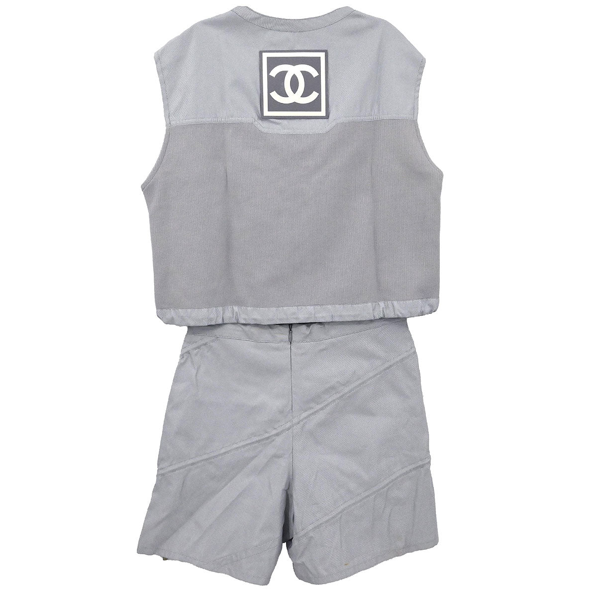 Chanel 2001 Sport Line Setup Suit Top Pants Gray #36