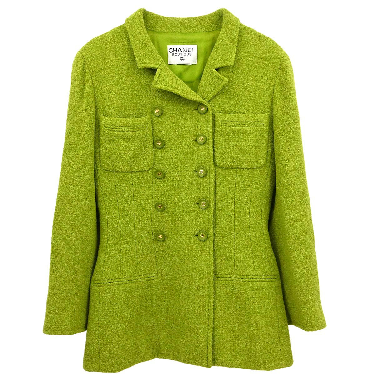 Chanel Double Breasted Jacket Green