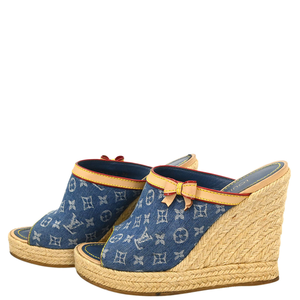 Louis Vuitton * Monogram Denim Blue Sandals Shoes #36