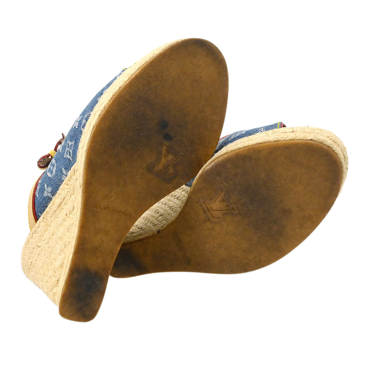 Louis Vuitton * Monogram Denim Blue Sandals Shoes #36