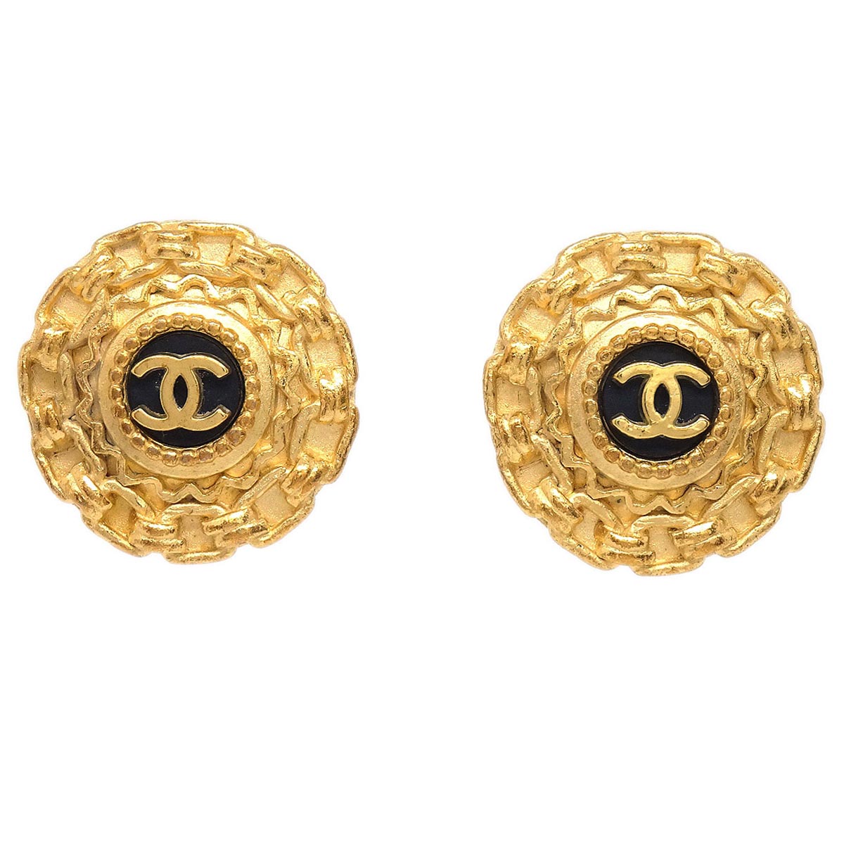 Chanel Button Clip-On Earrings Gold 95A