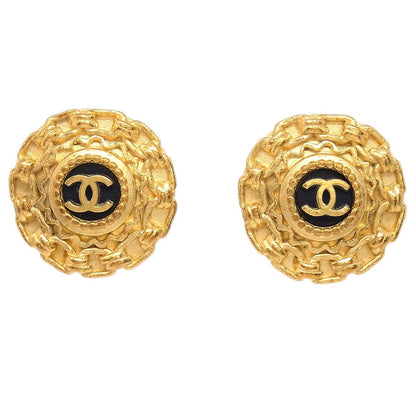 Chanel Button Clip-On Earrings Gold 95A