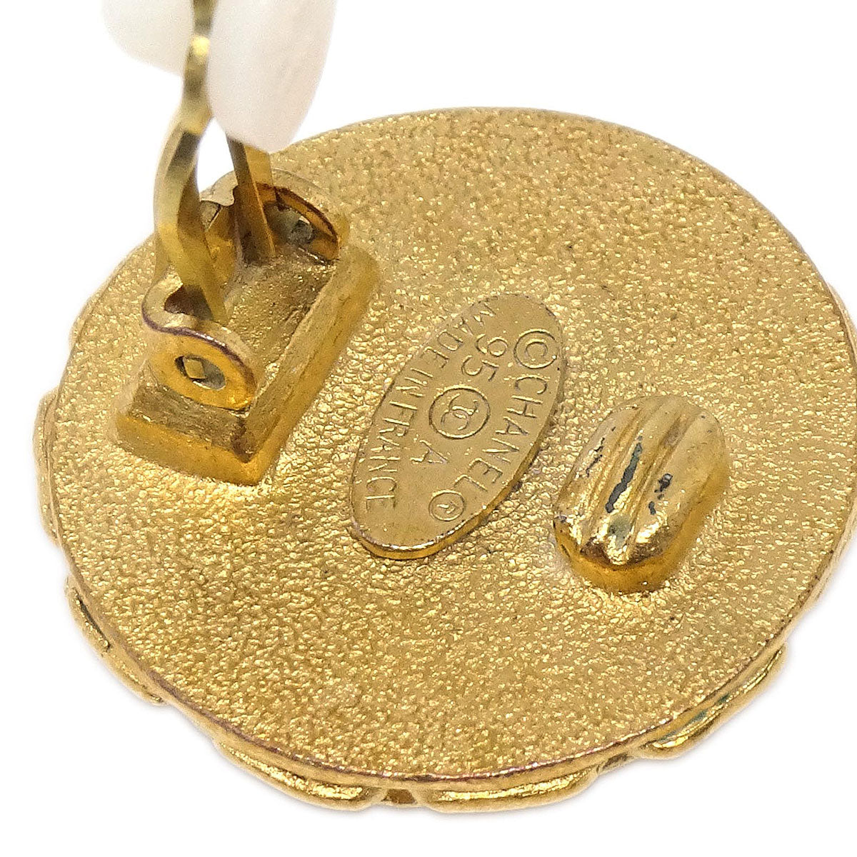 Chanel Button Clip-On Earrings Gold 95A