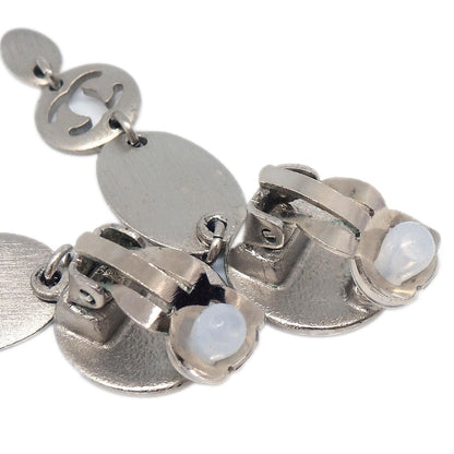 Chanel Dangle Button Clip-On Earrings Silver 99A