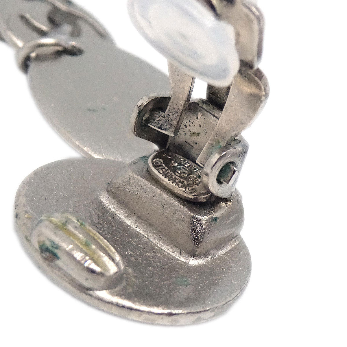 Chanel Dangle Button Clip-On Earrings Silver 99A