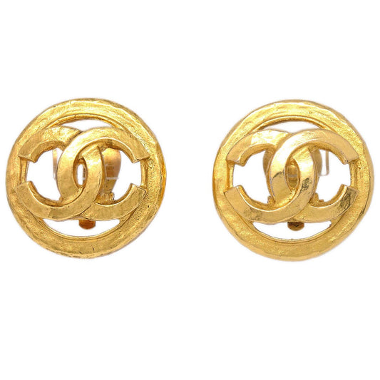 Chanel Button Clip-On Earrings Gold 94P