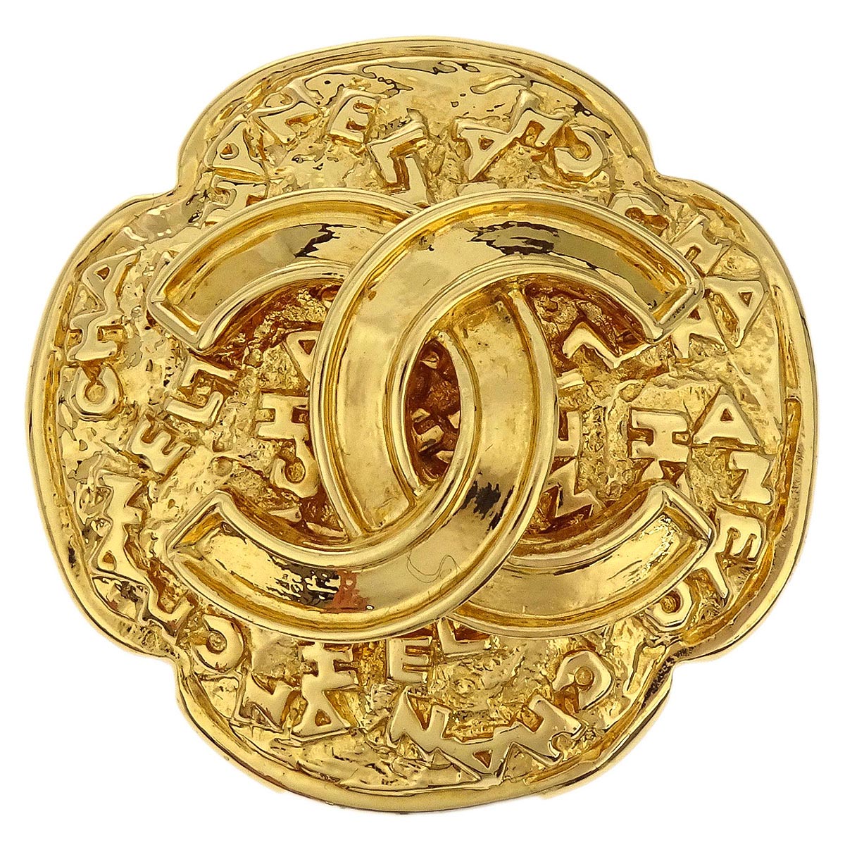 Chanel Cross Brooch Pin Gold 95A