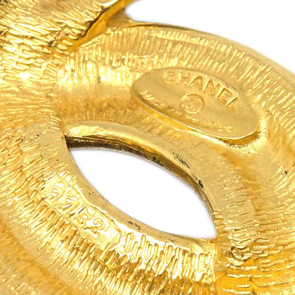 Chanel Quilted CC Brooch Pin Large Gold 1152