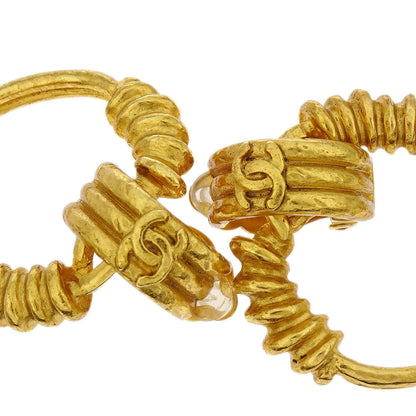 Chanel Dangle Hoop Clip-On Earrings Gold 94P