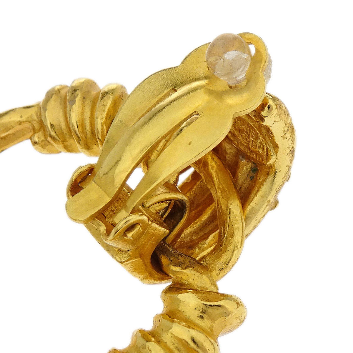 Chanel Dangle Hoop Clip-On Earrings Gold 94P