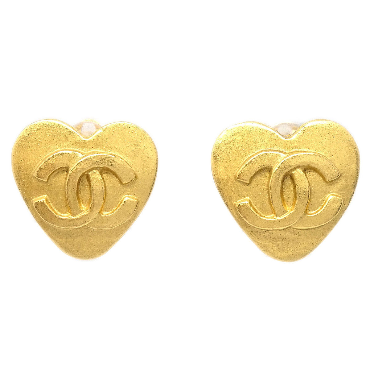 Chanel Heart Clip-On Earrings Gold 95P