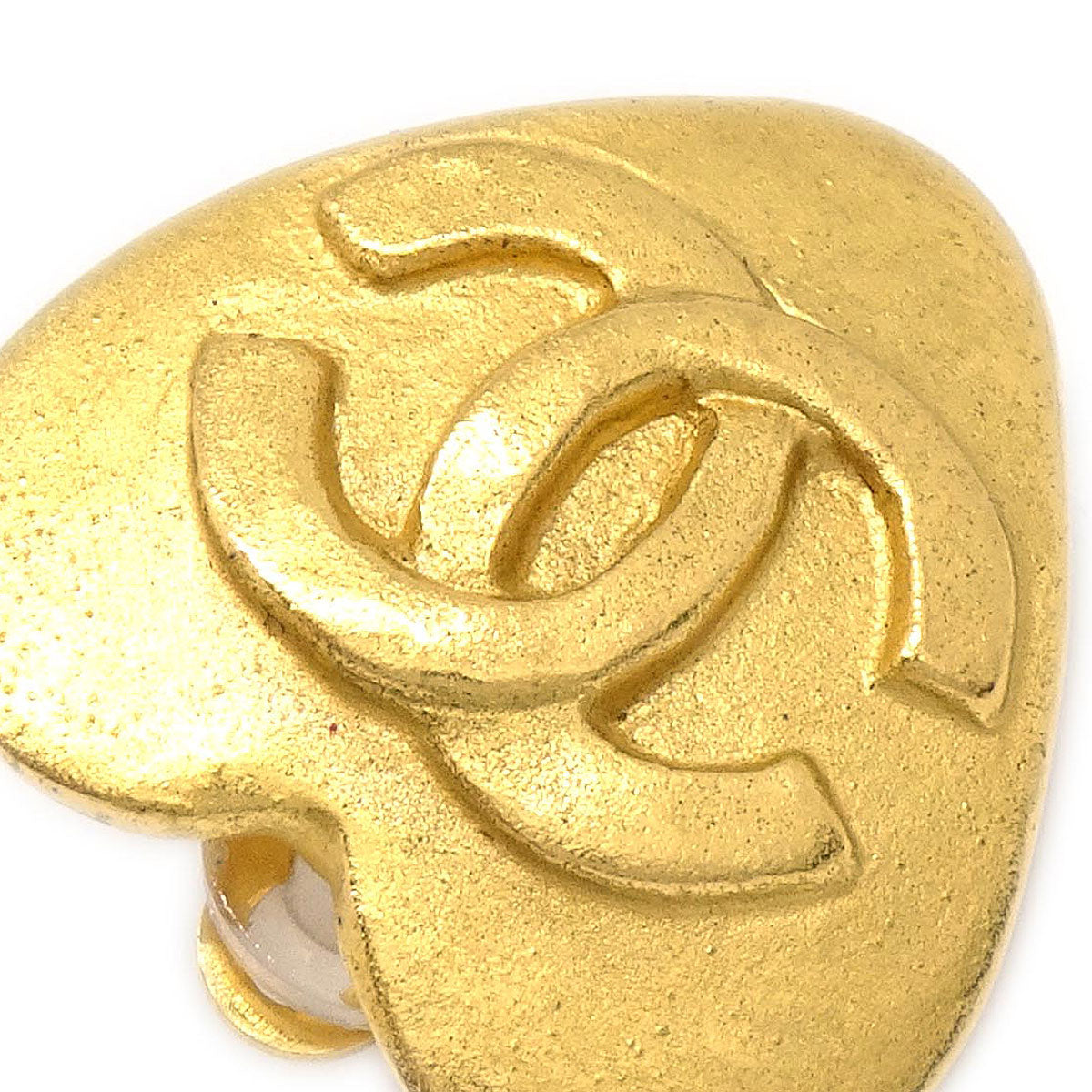 Chanel Heart Clip-On Earrings Gold 95P